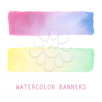 Watercolor gradient banners set. Hand drawn abstract art. Soft pastel colors. Creative design elements for website, printables, scrapbooking and more.