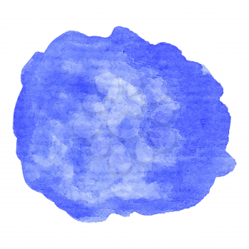 Hand painted watercolor blob. High resolution high quality. Blue nautical background on textured paper. Round graphic design element isolated on white. Vector illustration.