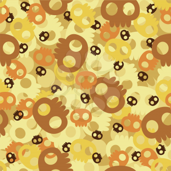 Abstract seamless skull background in golden colors. Vector illustration