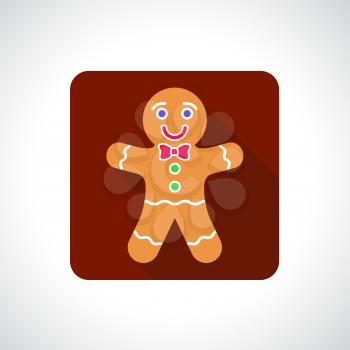 Christmas Gingerbread Cookie icon. Infographic symbol with shadow. Festive style graphic design element. Flat style web button. Traditional celebration concept. 