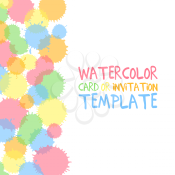 Hand painted water color circles with text. Cute decorative template. Bright colorful border panels. Great for baby shower invitation, birthday card, scrapbooking etc. Vector illustration.