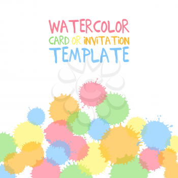 Hand painted water color circles with text. Cute decorative template. Bright colorful border panels. Great for baby shower invitation, birthday card, scrapbooking etc. Vector illustration.