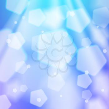 Abstract blue background. Rays of light, bokeh, shiny and sparkly backdrop. Graphic design element for web sites, brochures, flyers. Winter, snow concept. Vector illustration.