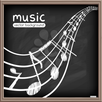 Musical background with clef and notes. Abstract vector illustration.