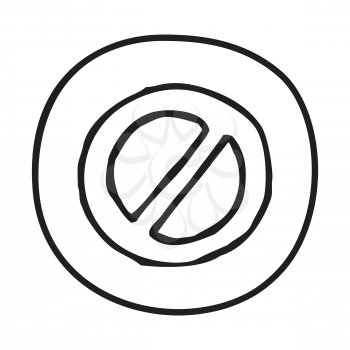 Doodle Prohibition icon. Infographic symbol in a circle. Line art style graphic design element. Web button. Forbidden, danger, no entry concept. 