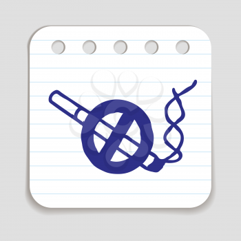 No smoking doodle icon. Stop smoking sign. Blue pen hand drawn infographic symbol on a notepaper piece. Line art style graphic design element. Vector illustration.