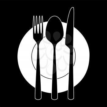 Royalty Free Clipart Image of Silverware on a Plate