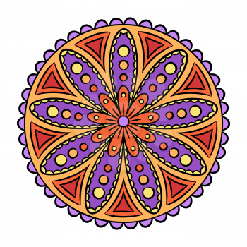Doodle colorful flower isolated on white. Decorative art for birthday cards, wedding and baby shower invitations, scrapbooking etc. Hand drawn graphic element. Boho and ethnic style mandala. Vector il