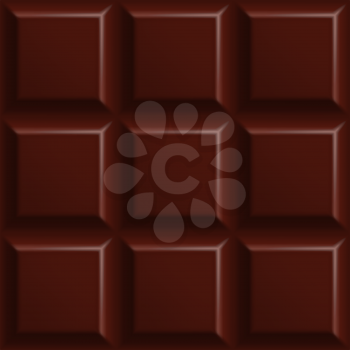 Dark bitter chocolate seamless pattern. Milk chocolate squares background. Sweet dessert wallpaper. Graphic design element for web, packaging, poster, flyer, dessert advertisement. Vector illustration.