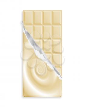 White chocolate bar, wrapper with chocolate swirl, can be replaced with your design. Sweet dessert package. Graphic element for packaging, poster, flyer, advertisement. Vector illustration