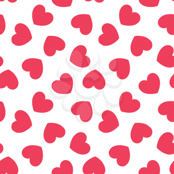 Seamless heart pattern. Valentines day, wedding, baby shower graphic design element. Romantic pink texture. Background with red hearts. Love concept. Vector illustration