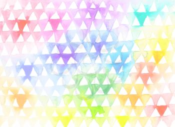 Watercolor background. Hand painted aquarelle pattern with ombre triangles. Graphic design element for web, baby room wallpaper, scrapbooking, baby shower and wedding invitation, birthday card, poster