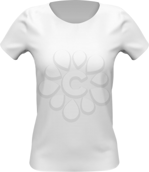 Blank mockup of white basic women t-shirt, front view, isolated on white background. Vector illustration