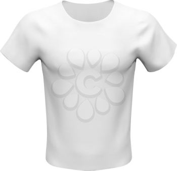 Blank mockup of white basic unisex t-shirt, front view, isolated on white background. Vector illustration