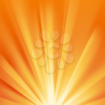 Yellow sun rays with warm orange flare. Abstract glaring effect with transparency. Vector illustration
