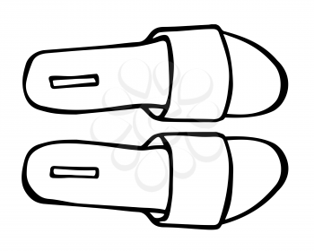 Doodle summer sandals hand drawn in line art style with ink brush. Vector illustration isolated on white background