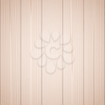 Light brown wood texture background. Wooden surface, grained table, floor. Graphic design element for scrapbooking, presentation, web page background. Realistic vector illustration.