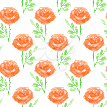 Seamless floral pattern. Hand painted rose flowers.  Graphic element for baby shower or wedding invitations, birthday card, printables, wallpaper, scrapbooking. Vector illustration.