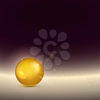 Golden shiny glow sphere. Vector background,contains light effects.