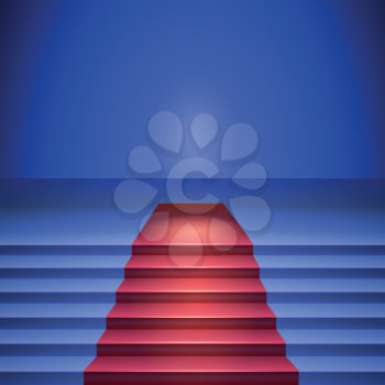 Stage with red carpet, stage for performances. Vector illustration for backgrounds and wallpapers.