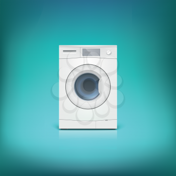 Washing machine isolated. Front view, close-up. Editable vector