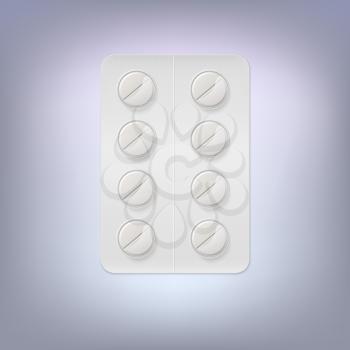Pills in a blister pack.  Vector illustration