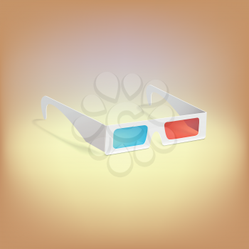 3d glasses. Cardboard glasses with colored glass to view stereofilms