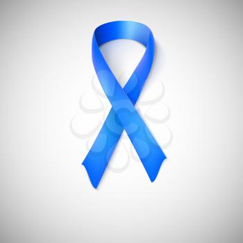 Blue ribbon loop. Blue awareness ribbon on white background.
