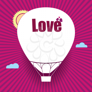Balloon cut out of paper, with the words Love and place for your message