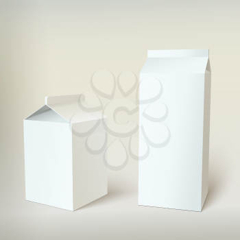 Milk Carton Packages Blank White, vector for your design