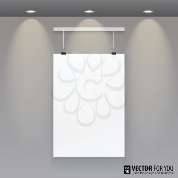 Vector pattern paper (poster, picture frame) to the wall with lights
