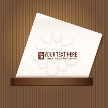 Blank sheet of paper sticking out of pocket, vector background