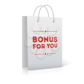 Bonus for you, shopping bag,  vector illustration