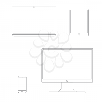 Outline gadgets icon. Vector set of Digital devices.