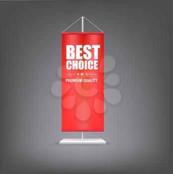 Best chose. Vertical red flag at the pillar. Advertising for your business events.