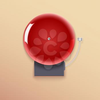 School bell. Electric bell closeup, vector icon.