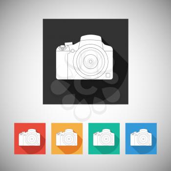 Vamera icon on square background with long shadow, vector for your design