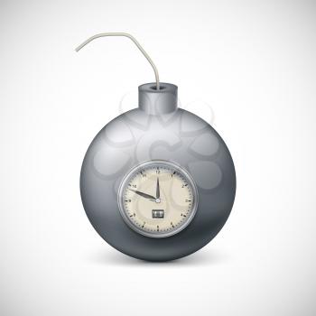 Bomb with clock. Illustration on white background for your design and presentation.