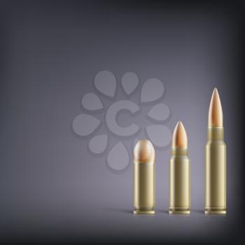 Rifle bullets over dark background, vector illustration for your design and presentation