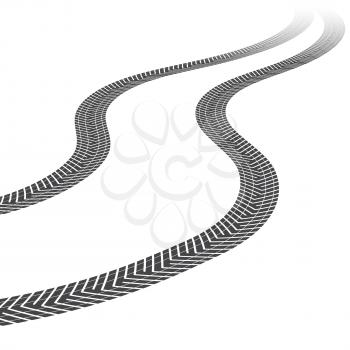 Tire tracks leading far away. Vector illustration on white background 