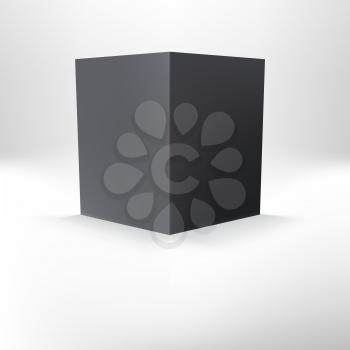 Open folder template with shadow standing on the table. Close-up mock up, editable vector.
