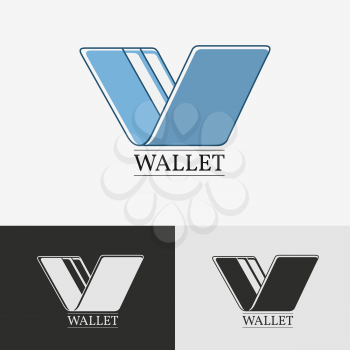Wallet with credit card icon, purse symbol or logo 