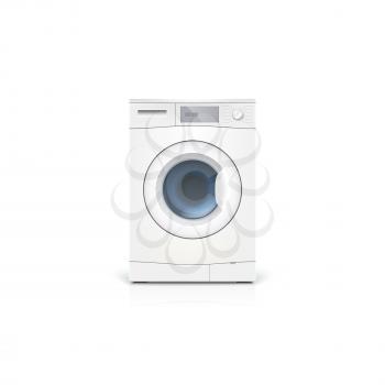 Washing machine isolated on white background. Front view, close-up. Editable vector