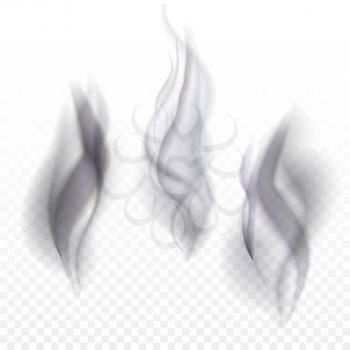 Abstract smoke waves on transparent background vector illustration