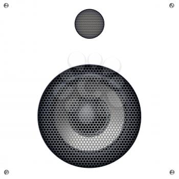 Background with sound speakers dynamics and metal mesh. Audio speaker on background with bolts. Vector Illustration. Great background for advertising and design