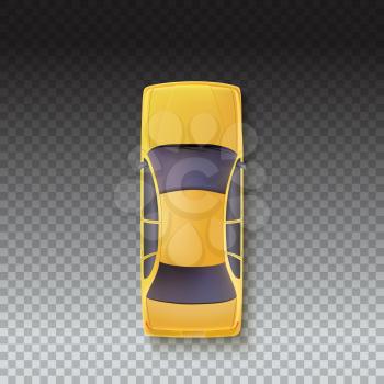 Vector Yellow Taxi - Top view. Yellow car on a transparent background