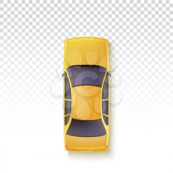 Vector Yellow Taxi - Top view. Yellow car on a transparent background