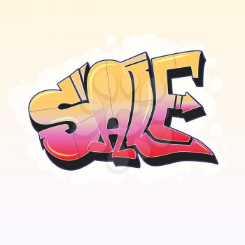 Sale, lettering in graffiti style banner with white background. Vector editable flyer, easy to change size