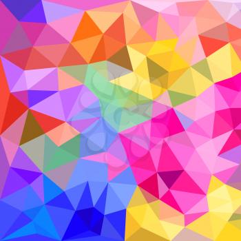 Abstract polygonal triangles background. Colorful vivid background of colored triangles with kaleidoscope effect