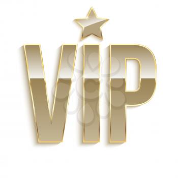 Golden symbol of exclusivity, the label VIP. Very important person - VIP icon with effect of glass reflection, sign of exclusivity with bright, Golden glow. Template for vip banners or card
